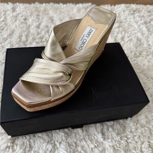 Jimmy Choo gold wedges. Size 39